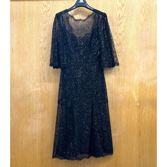 NWT Dolce & Gabbana Black Metallic Corded Lace Flared Low Back Dress IT 44 US L - Picture 7 of 11